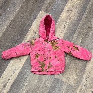 Carhartt Pink and Brown Girls Size 4-5 Jacket Hoodie Redwood Sherpa Lined